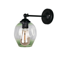 Настінний світильник Бра лофт Light House LS-18142F-1 BK+GR чорний, плафон прозорий із зеленим