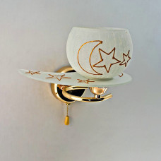 Настінний світильник Бра Light House SU-19148/1W FG WT золото, плафон білий з малюнком