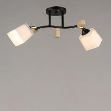 Люстра стельова Light House SR-19167/2 BK+WOOD L560*W230*H230 E27 чорний + дерево, плафон білий 