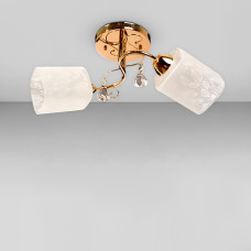 Люстра стельова Light House SH-19181/2F FG золото, плафони білі з малюнком