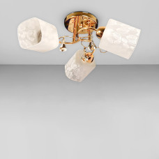 Люстра стельова Light House SH-19181/3F FG золото, плафони білі з малюнком