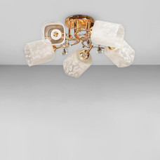 Люстра стельова Light House SH-19181/5F FG H200 W500 золото, плафони білі з малюнком