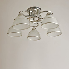 Люстра стельова Light House SH-19184/5 CR 560*560*220 E27*5 хром, плафон білий 