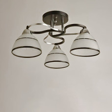 Люстра стельова Light House SH-19185/3 BK+CR 480*480*220 E27*3 чорний + хром, плафони білі з облямівкою