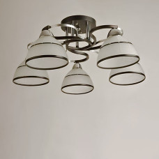 Люстра стельова Light House SH-19185/5 BK+CR 560*560*220 E27*5 чорний + хром, плафони білі з облямівкою