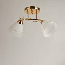 Люстра стельова Light House SH-19186/2 FG 440*180*240 E27*2 золото, плафони білі 