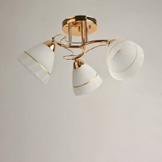 Люстра стельова Light House SH-19186/3 FG 500*500*240 E27*3 золото, плафони білі