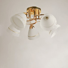 Люстра стельова Light House SH-19186/5 FG 560*560*220 E27*5 золото, плафони білі 