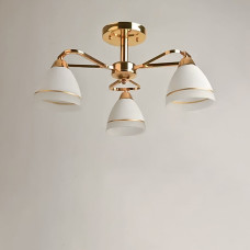 Люстра стельова Light House SH-19188/3 FG 570*570*250 E27*3 золото, плафони білі