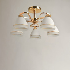 Люстра стельова Light House SH-19188/5 FG 570*570*250 E27*5 золото, плафони білі 