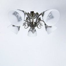 Люстра стельова Light House SC-18731/5 CR+BK D520*240 хром + чорний, плафон білий + сірий