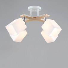 Люстра стельова Light House SR-19205/4 WT+WOOD D560*H270 E27 білий + дерево