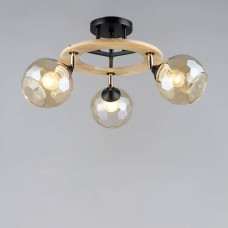 Люстра стельова Light House SR-19206/3 BK+WOOD D530*H260 E27 чорний + дерево