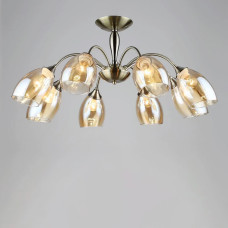 Люстра стельова Light House SR-19203/8 AB D770*H310 E27 бронза, плафон бурштиновий 