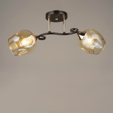 Люстра стельова Light House SRS-19224/2 чорний + золото, колір плафону бурштиновий