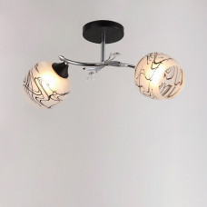 Люстра стельова Light House SRS-19241/2 чорний + хром, плафон білий з візерунками
