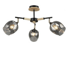 Люстра стельова Light House SRS-19248/3 чорний + золото + бежевий, плафон сірий 