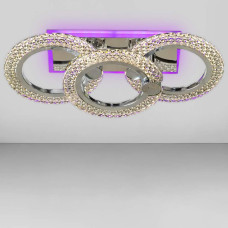 Люстра стельова світлодіодна LED Light House SC-19273/2+1C CR PK/BU/PL 42W+14W 440*200*130, колір хром