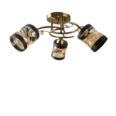 Люстра стельова Light House SH-18158/3A AB 540*540*230 колір бронза, плафони бурштиновий з чорним