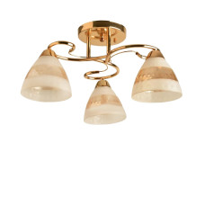 Люстра стельова Light House SH-19276/3 FG 480*480*230 E27*3 колір золото, плафони янтарний з білим