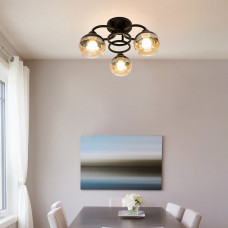 Люстра стельова Light House SH-19278/3A BK 420*420*230 E27*3 колір чорний, плафони коричневі 