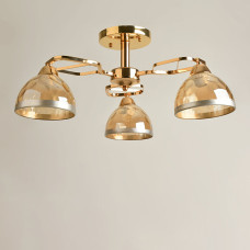 Люстра стельова Light House SH-19281/3 FG 580*580*240 E27*3 колір золото, плафон янтарний з облямівкою