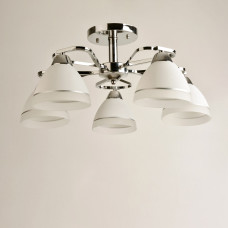 Люстра стельова Light House SH-19282/5 CR 570*570*250 E27*5 колір хром, плафон білий 