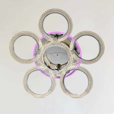 Люстра стельова світлодіодна LED Light House SC-19285/5+1C CR PK/BU/PL 132W+28W 2.4G Ф780*130, колір хром