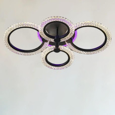 Люстра стельова світлодіодна LED Light House SC-19286/2+2C BK PK/BU/PL 72W+16W 2.4G Ф630*130, колір чорний