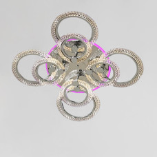 Люстра стельова світлодіодна LED Light House SC-19286A/4+4C CR PK/BU/PL 144W+28W 2.4G Ф730*130, колір хром