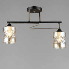 Люстра стельова декоративна Light House SRS-19289/2 BK+FGD колір чорний + золото, плафон бурштиновий