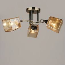 Люстра стельова Light House SRS-19239/3 колір бронза + чорний, плафон бурштиновий
