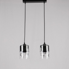 Люстра підвісна Light House SRS-19247/2A BK+CR+WT чорна, плафони хром + прозорий візерунком