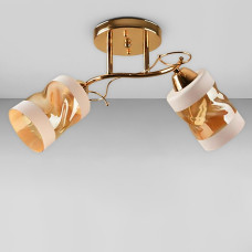 Люстра стельова Light House SRS-19236/2 колір золото, плафони бурштинові з білим