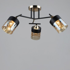 Люстра стельова Light House SRS-19250/3 BK+FGD колір чорний із золотом, плафони чорні з янтарним
