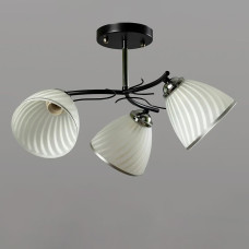 Люстра стельова Light House SW-19329/3 CR+BK 430*430*260 колір хром + чорний, плафони білі з облямівкою