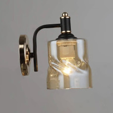 Настінний світильник Бра Light House SR-19334/1W FG+BK L170*W125*H200 чорний + золото, плафон бурштиновий