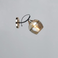 Настенный светильник Бра Light House SR-19337/1W BK+FGD L245*W130*H195 E27 черный + золото, цвет плафона медовый с узором