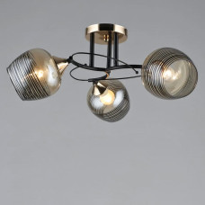 Люстра стельова Light House SR-19337/3 BK+FGD D540*H210 E27 чорний + золото, колір плафонів медовий з візерунком