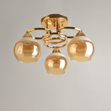 Люстра стельова Light House SH-19341/3A FG 420*420*230 E27*3 золото, колір плафонів медовий