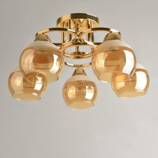 Люстра стельова Light House SH-19341/5A FG 470*470*230 E27*5 золото колір плафонів медовий