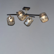 Люстра стельова Light House SR-19347/4 BK+FGD L580*W540*H280 E27 чорний + золото, плафон медовий 