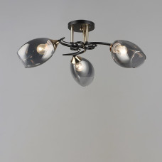 Люстра стельова Light House SR-19353/3 COFFEE-FGD D560*H250 E27 чорний + золото, плафон димчастий