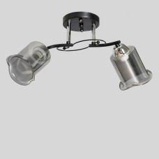 Люстра потолочная Light House SC-19362/2 CR+BK 460*160*240 черный + хром, плафон серый