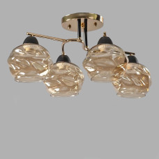 Люстра стельова Light House SC-19363/4 FG+BK D470*250 золото + чорний, плафон медовий 