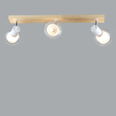Люстра стельова Light House SR-19368/3 WT+WOOD L650*W100*H170 E14 колір бежевий + хром, білий плафон + прозорий