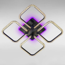 Люстра стельова світлодіодна LED Light House SC-19369/4C BK PK/BU/PL 96W+18W 2.4G 480*480*100, колір чорний