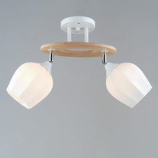 Люстра стельова Light House SR-19370/2 WT+WOOD L530*W130*H270 E27 колір білий + хром + дерево, плафон білий 