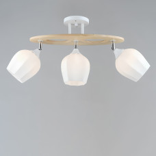 Люстра стельова Light House SR-19370/3 WT+WOOD L690*W140*H310 E27 колір білий + хром + дерево, плафон білий 