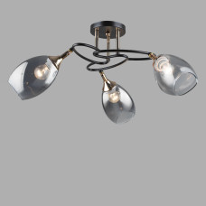 Люстра стельова Light House SR-19371/3 COFFEE+FGD D640*H270 E27 колір чорний із золотим, плафон димчастий